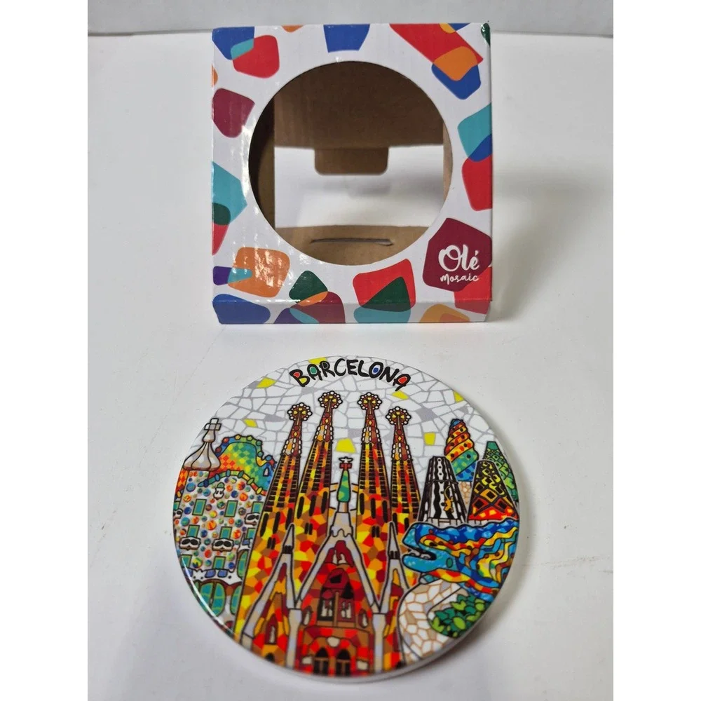 Ole Mosaic Barcelona Ceramic Coaster Sagrada Familia Gaudi Souvenir Spain New